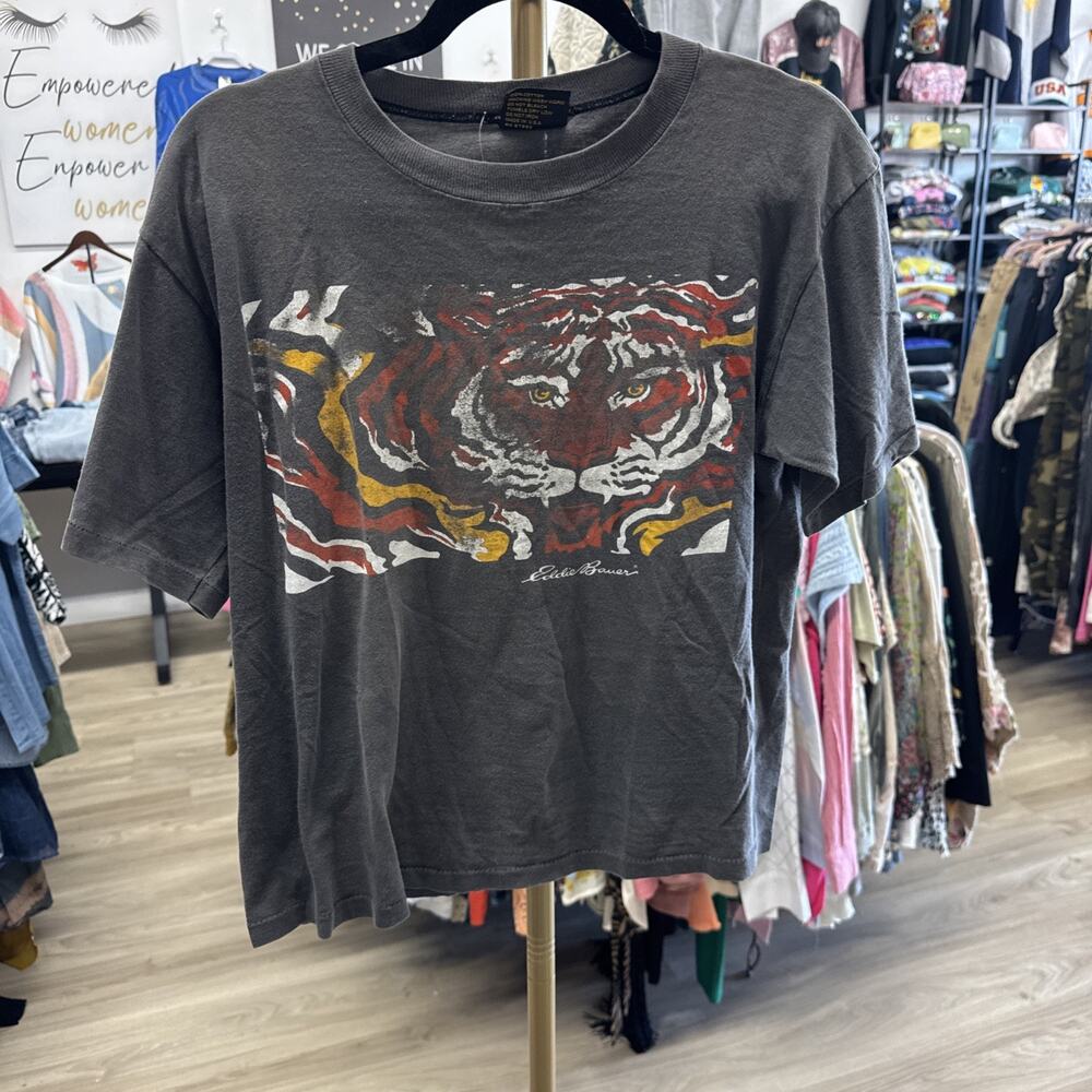 Vintage 90s Eddie Bauer Tiger Graphic T Shirt Single Stitch Coming Attractions S